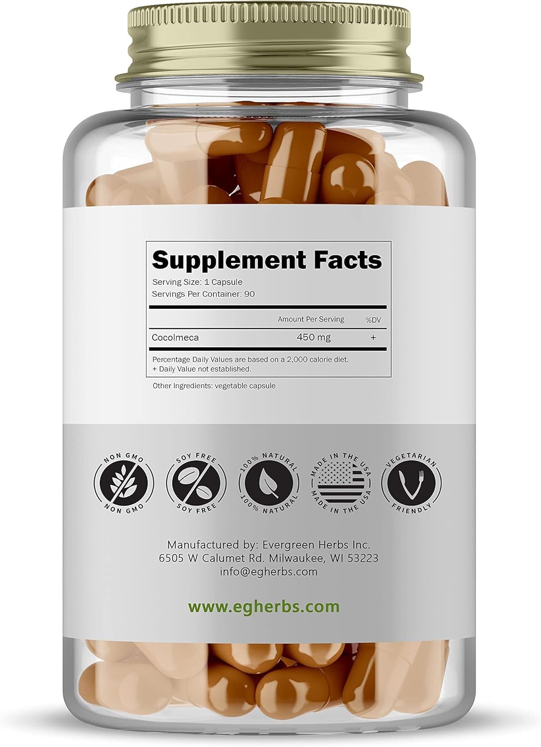 Evergreen Herbs Cocolmeca Capsules - 450 mg, 90 Capsules