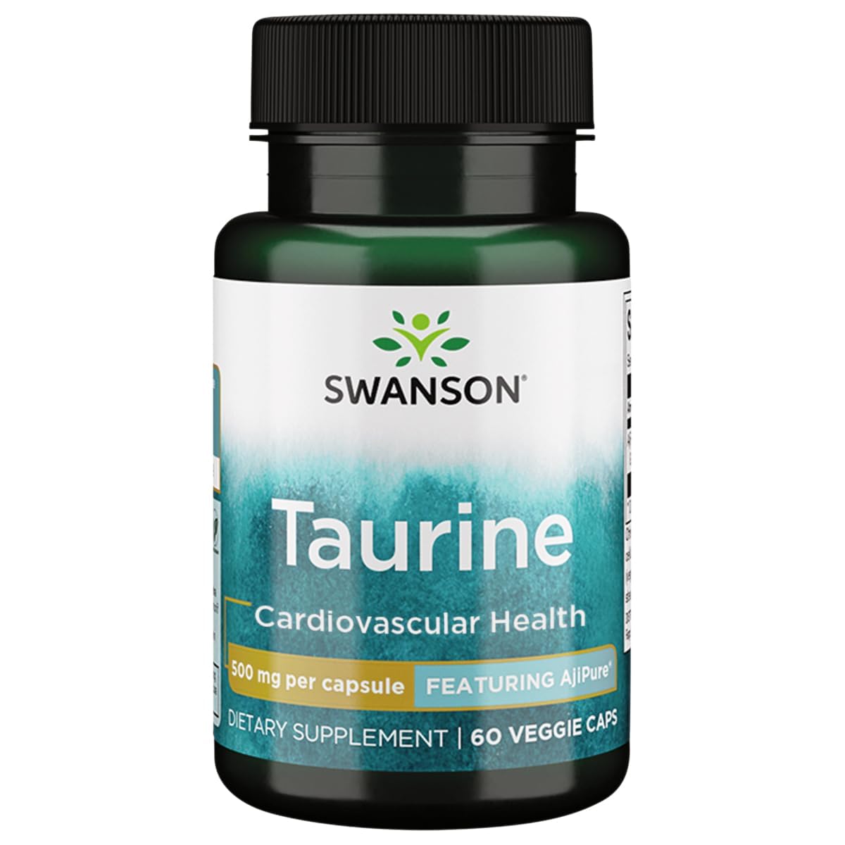 Swanson Amino Acid Ajipure Taurine 500 mg Veg Capsules, 60 Count