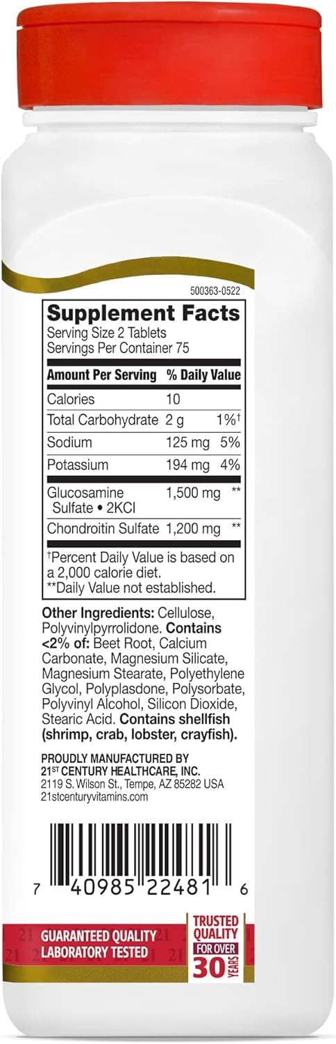 21st Century Glucosamine 750 mg & Chondroitin 600 mg - Triple Strength 300 Tablets
