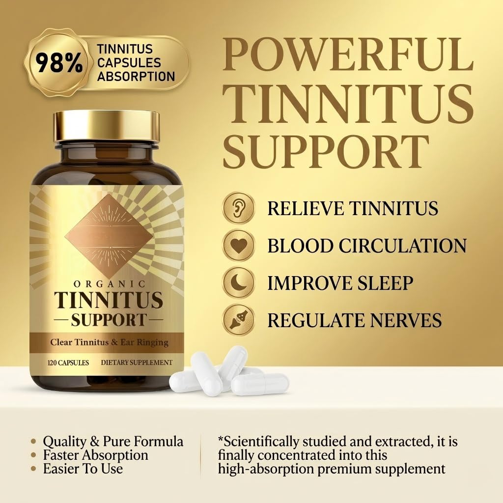 QDXHAYC Tinnitus Relief for Ringing Ears - Ear Ringing Relief Tinnitus Support Supplement, Natural Herbal Formula for Inner Ear Health, Soothing Auditory Comfort Capsules, 120 Count