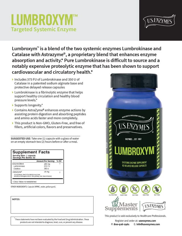 USAEnzymes Lumbroxym Targeted Systemic Enzyme Capsues 62