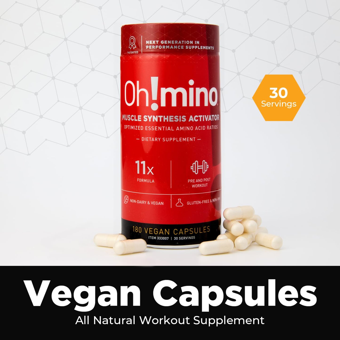 Oh!mino BCAA + EAA Amino Acid Supplement 180 Capsules