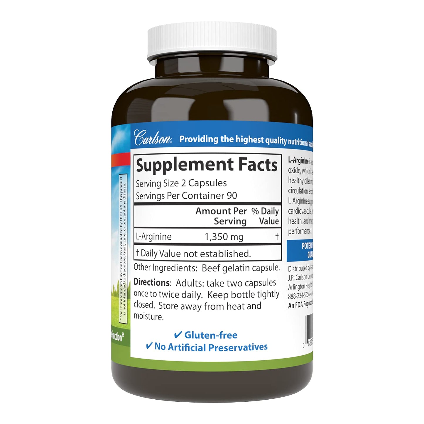 Carlson L-Arginine Capsules, 180 Capsules