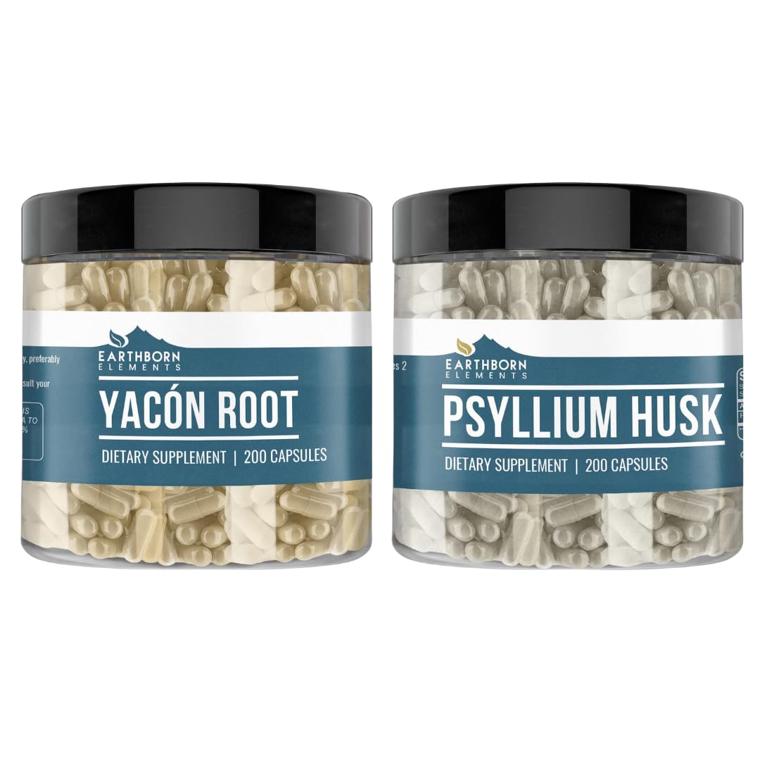 Earthborn Elements Psyllium Husk and Yacon Root Bundle, 200 Capsules