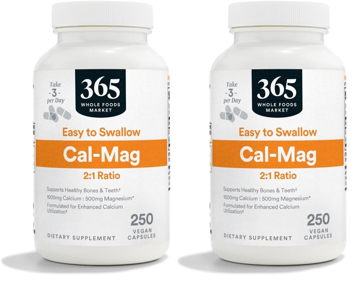 365 by Whole Foods Market Calcium 1000mg Magnesium 500mg Easy Swallow Capsule, 500 Capsules