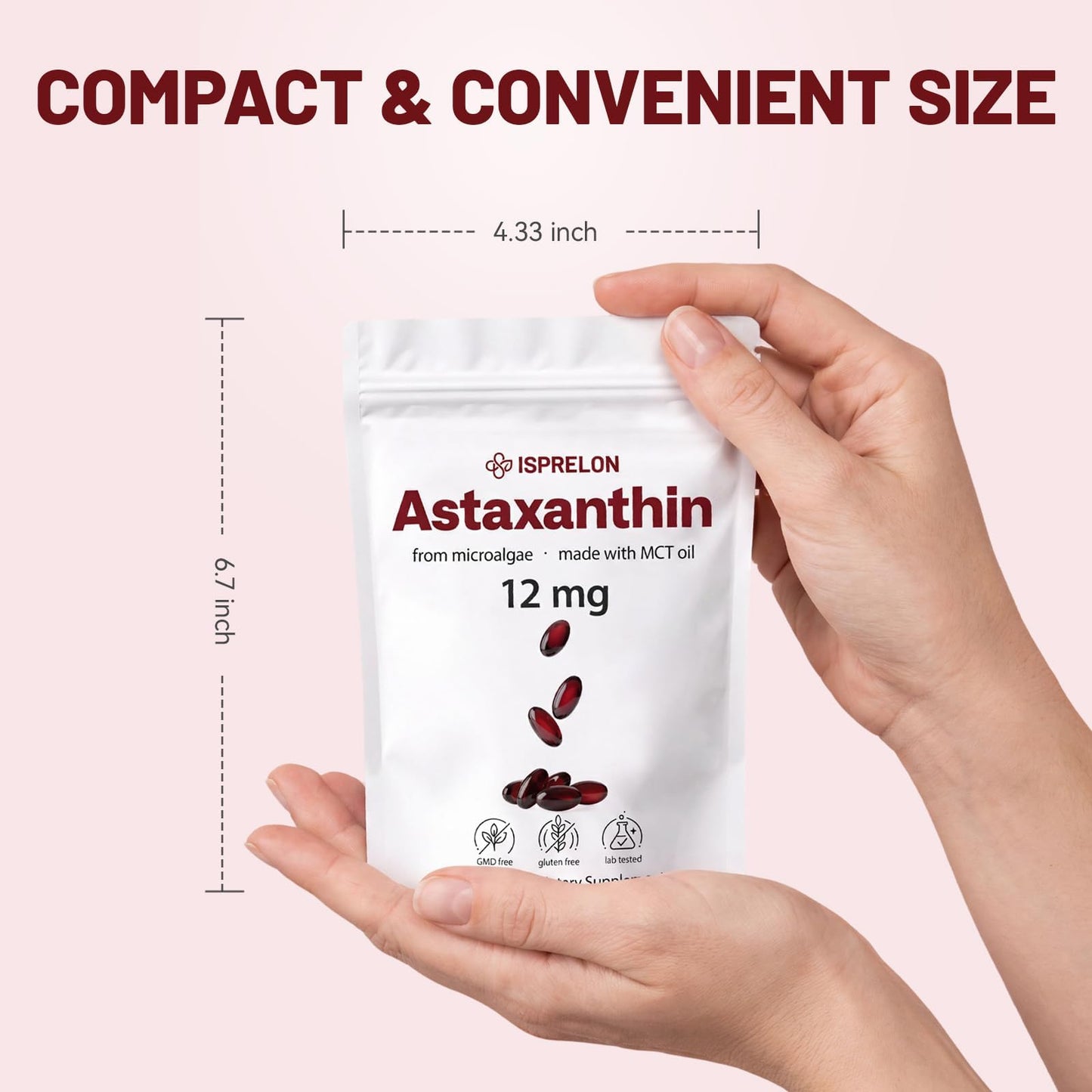 Isprelon Astaxanthin 12mg with MCT Oil Softgels 90 Count