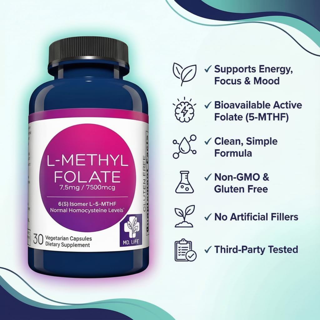 MD.LIFE L-Methylfolate 7.5 mg Capsule, 30 Capsules