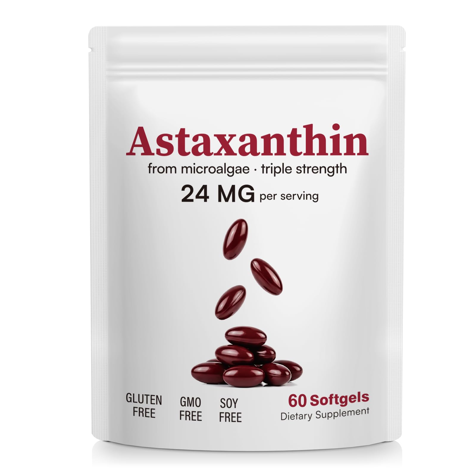 NQINQI Astaxanthin Supplements 24mg Softgels, 60 Count