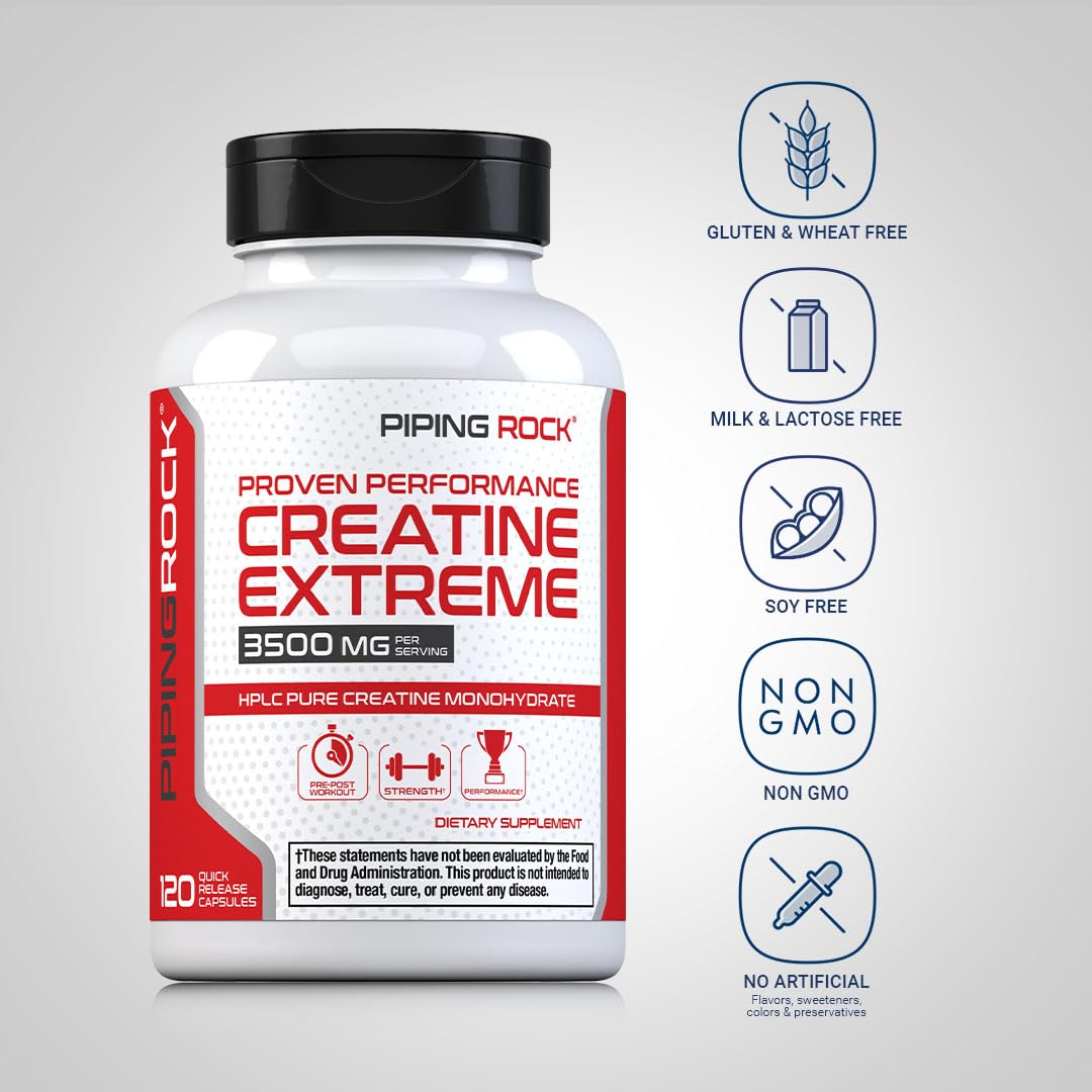 Piping Rock Creatine Monohydrate Capsules 120 Count