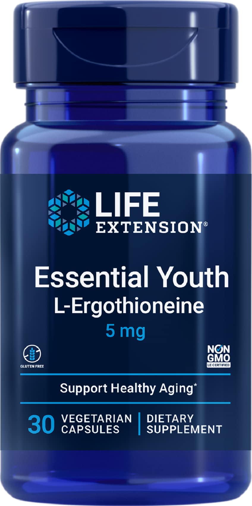 Life Extension Essential Youth L-Ergothioneine and Bio-Fisetin Cellular Health Capsules, 60 Count