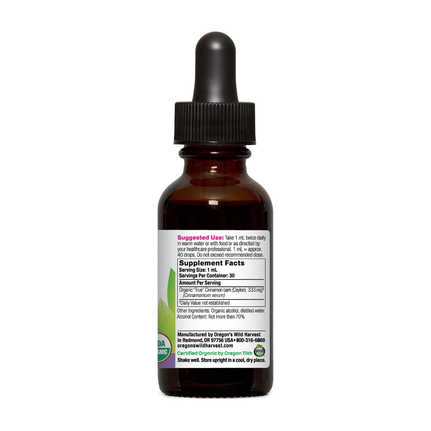 Oregon's Wild Harvest Cinnamon 1:2 Organic Herbal Supplement Capsule, 1
