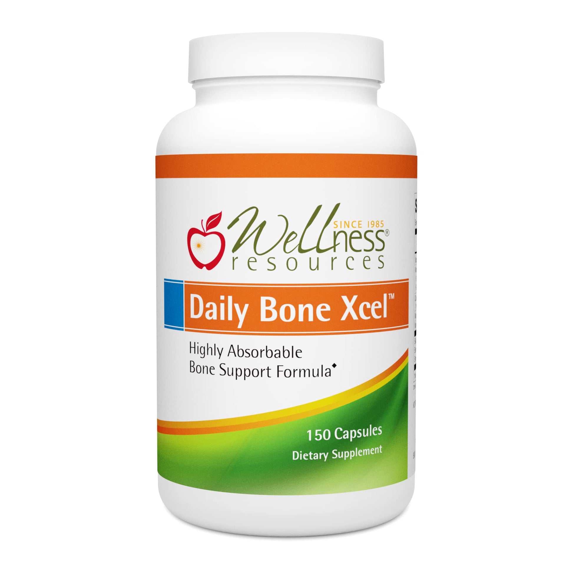 Wellness Resources Daily Bone Xcel - Bone Support and Calcium Supplement with MCHC/MCHA Calcium, Magnesium, Vitamin D3 and K2 Capsules, 150