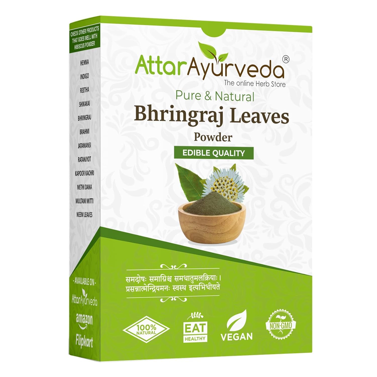 Generic ATS Natural Bhringraj Powder for hair growth, 3.52 oz