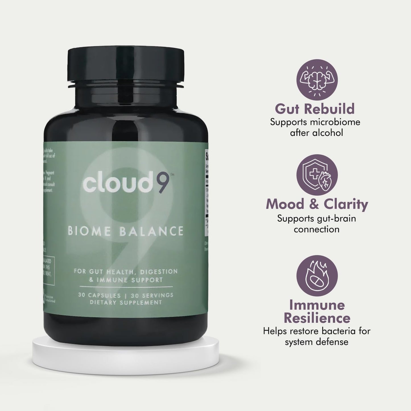 CLOUD9 BY REBOUND Biome Balance – 13-Strain Probiotic for Gut, Mood & Immune Support – 20 Billion CFU – Vegan, Dairy-Free, Shelf-Stable – Made in USA – 30 Capsules