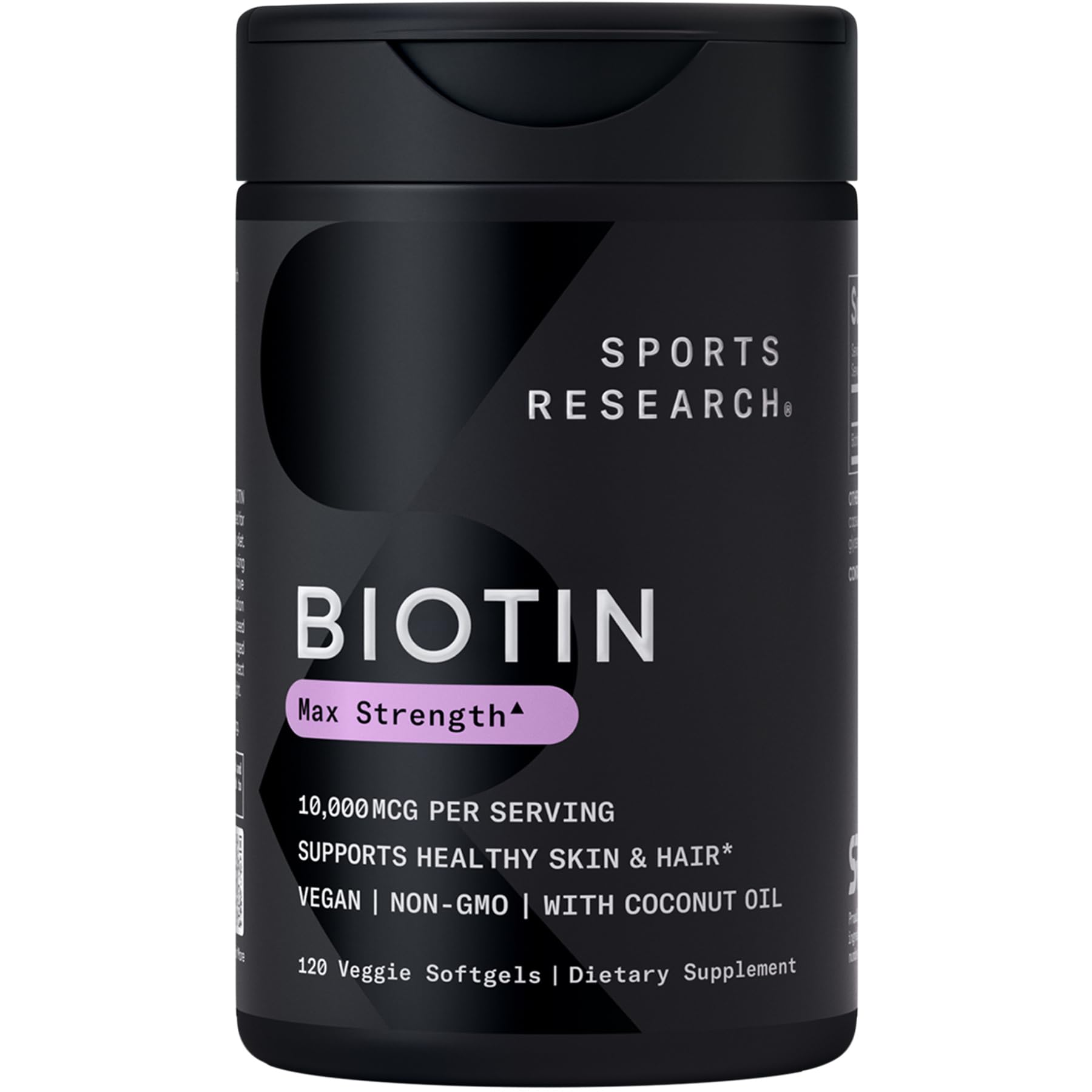 Sports Research Biotin 10,000mcg w/Coconut Oil Softgel, 120 Count