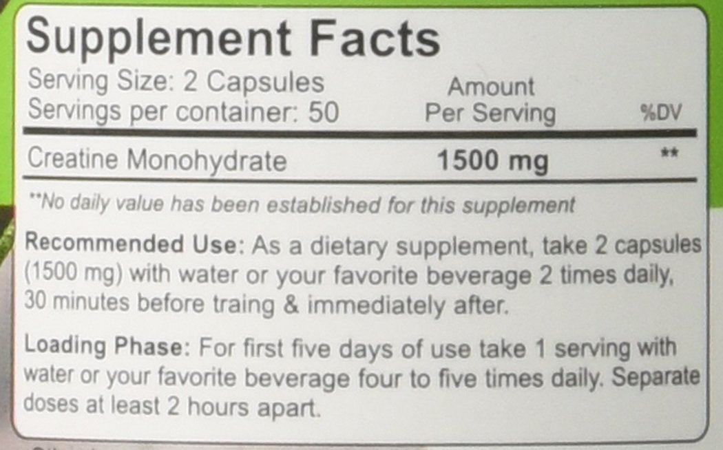 NutraKey Creatine Monohydrate Capsules, 100 Count