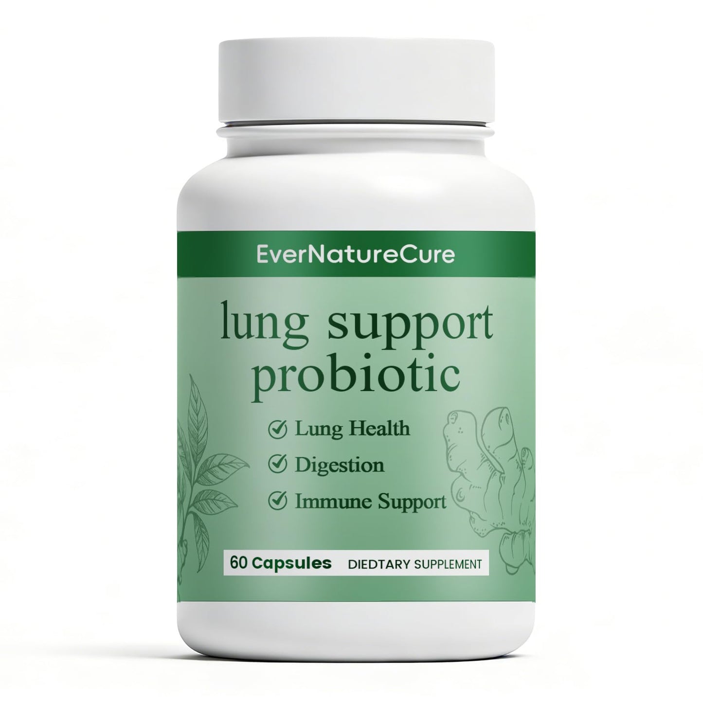 Nukupuns Ever Nature Cure Lung Support Probiotics Capsules, 60 Count