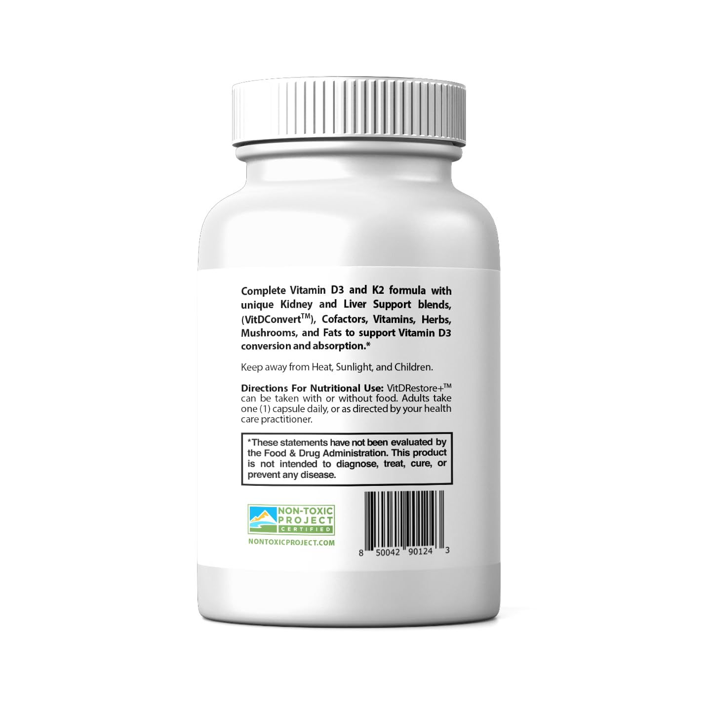 True Cellular Formulas VITDRestore+ Vitamin D3 + K2 with Liver and Kidney Support Capsule, 60 Count