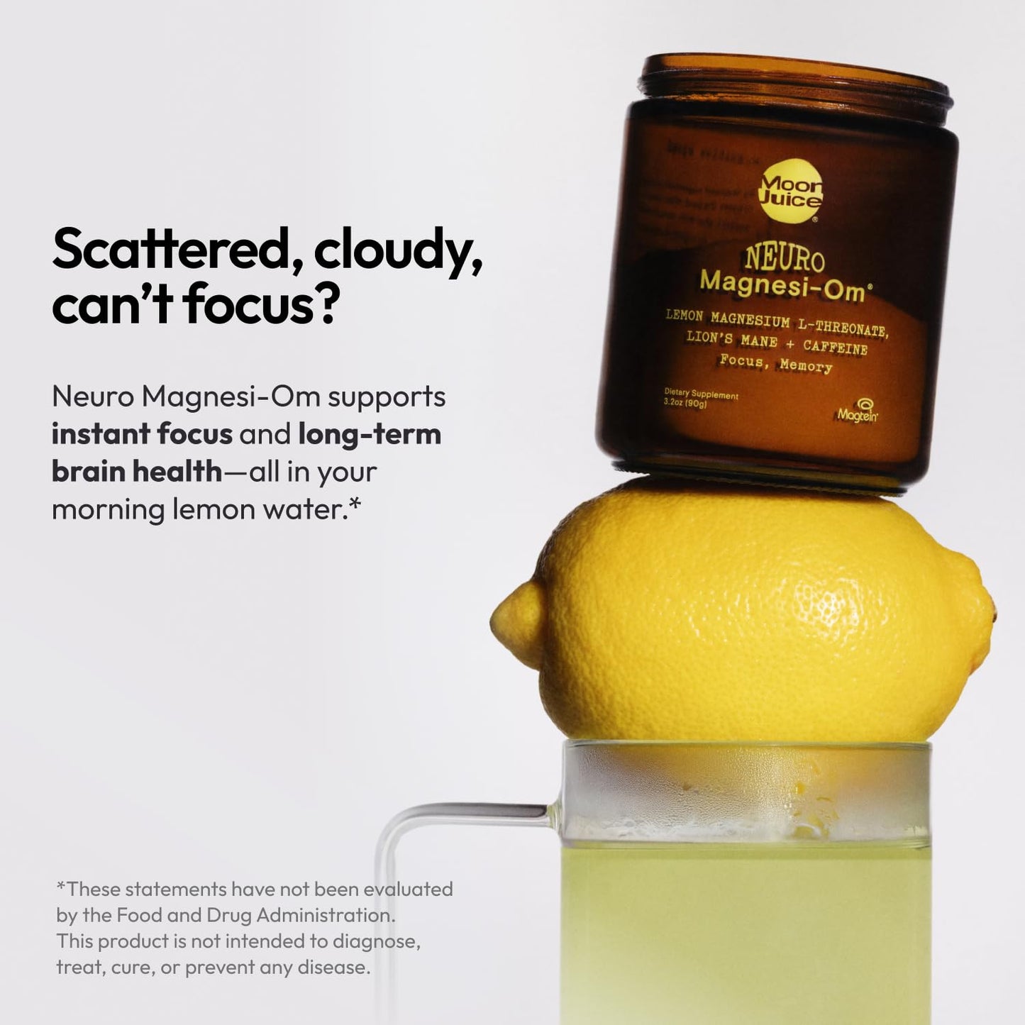 Moon Juice Neuro Magnesi-Om Magnesium L-Threonate Lemon Powder 3.2 Ounce