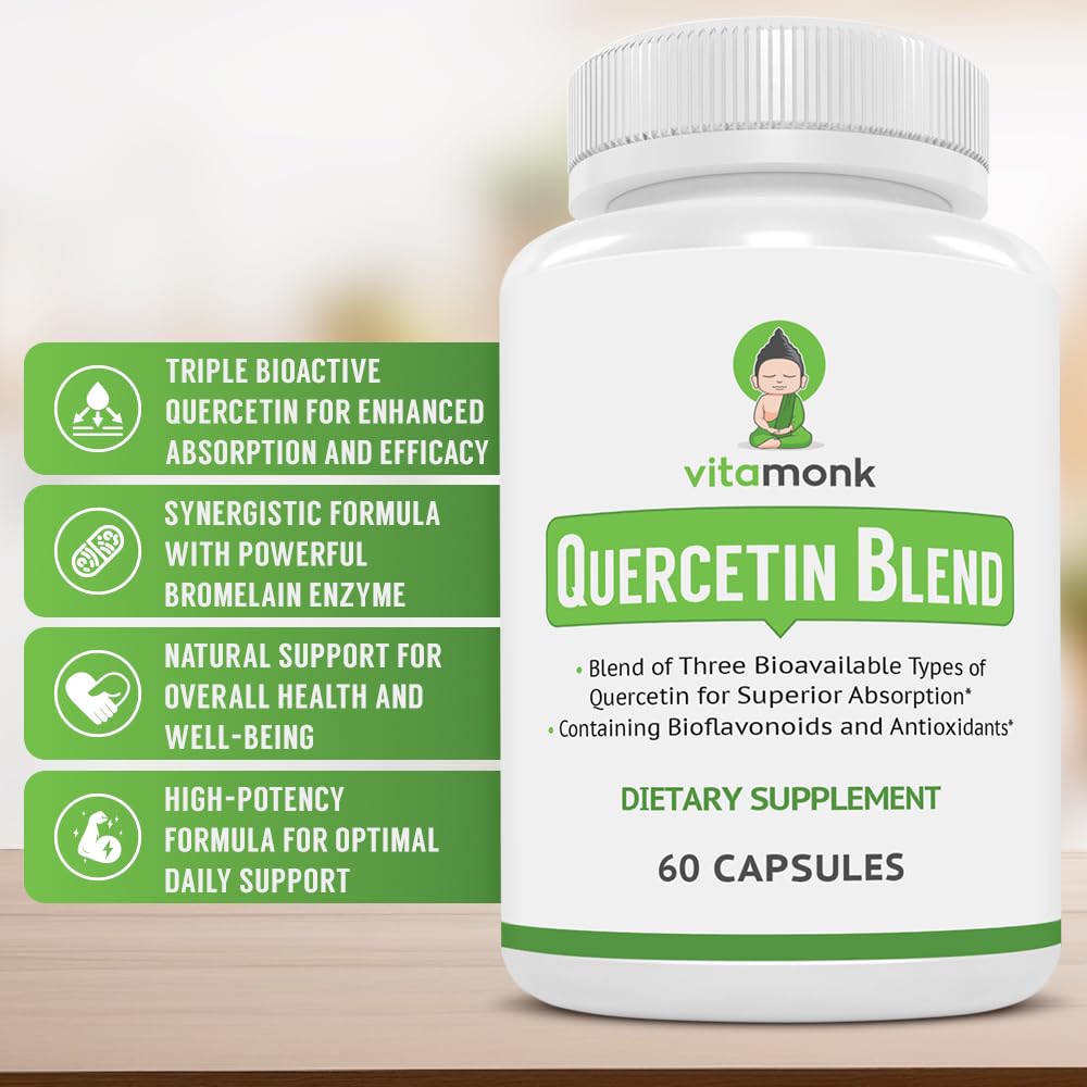 VitaMonk Quercetin with Bromelain Capsules 60 Count