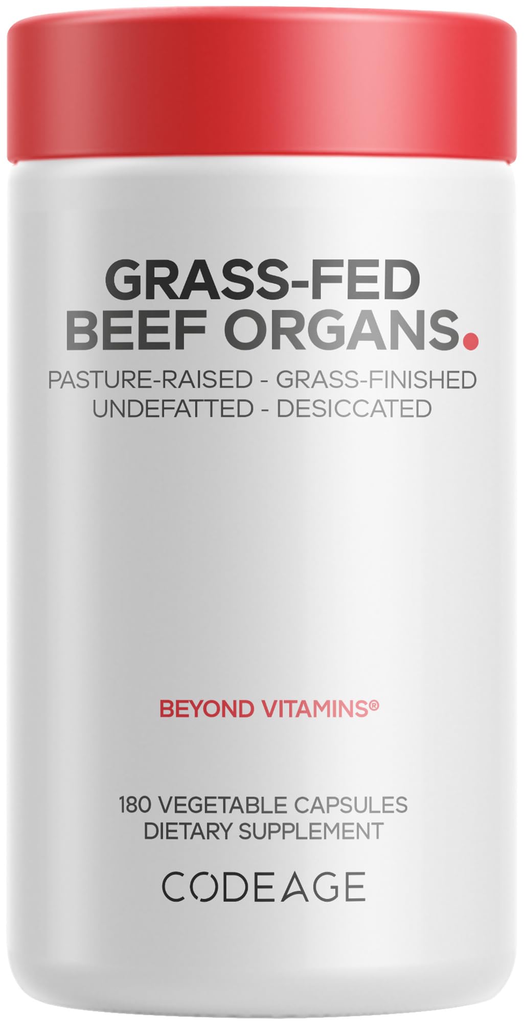 Codeage Beef Organs Liver Heart Kidney Capsules, 180 Count