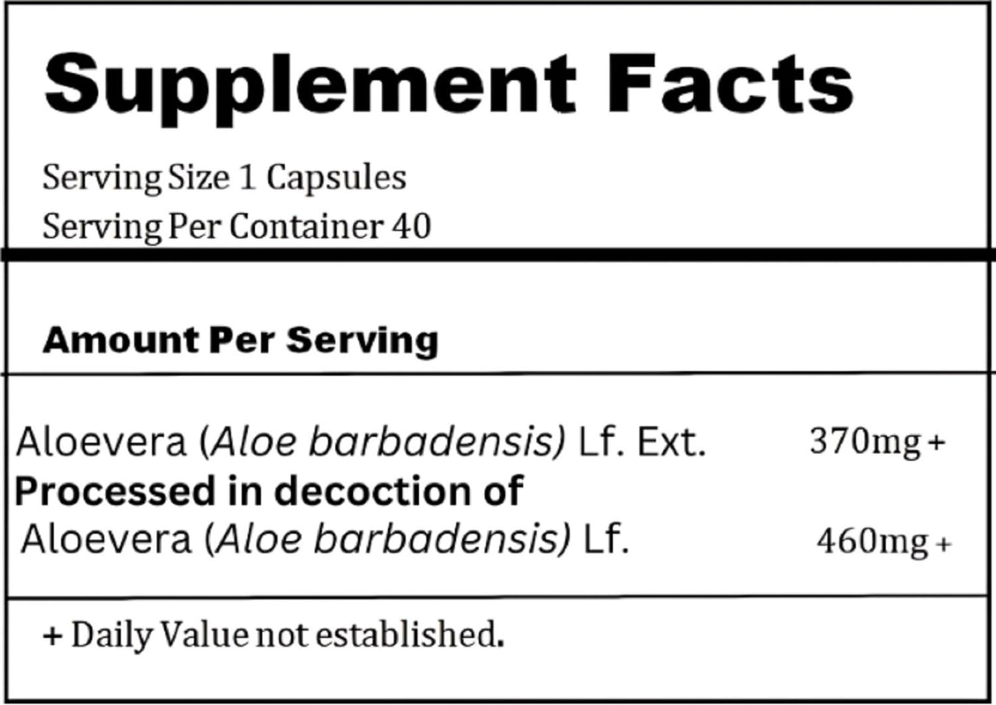 BASIC AYURVEDA Aloe Vera Capsules 40 Count