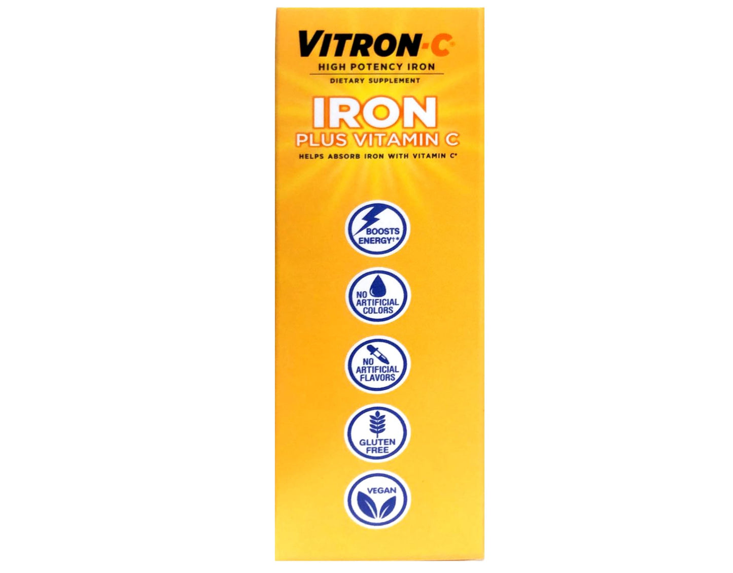 Vitron-C High Potency Iron Supplement with Vitamin C Tablets 180 Tablets
