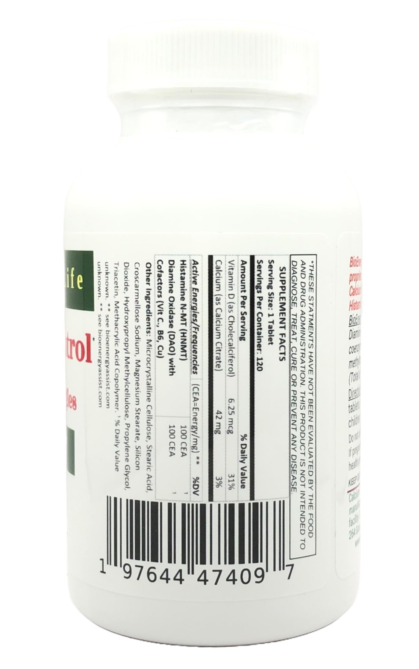 BioEnergyLife Histamine Control with Natural Energies Tablet, 120 Tablets