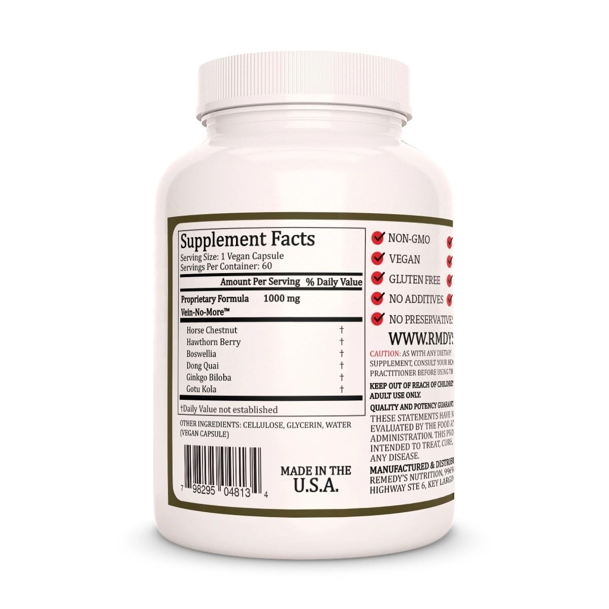 Remedy’s Nutrition Vein No More 60 Capsules