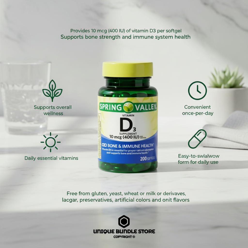 Unique Bundle Store Vitamin D3 10 mcg (400 IU) Softgel 200