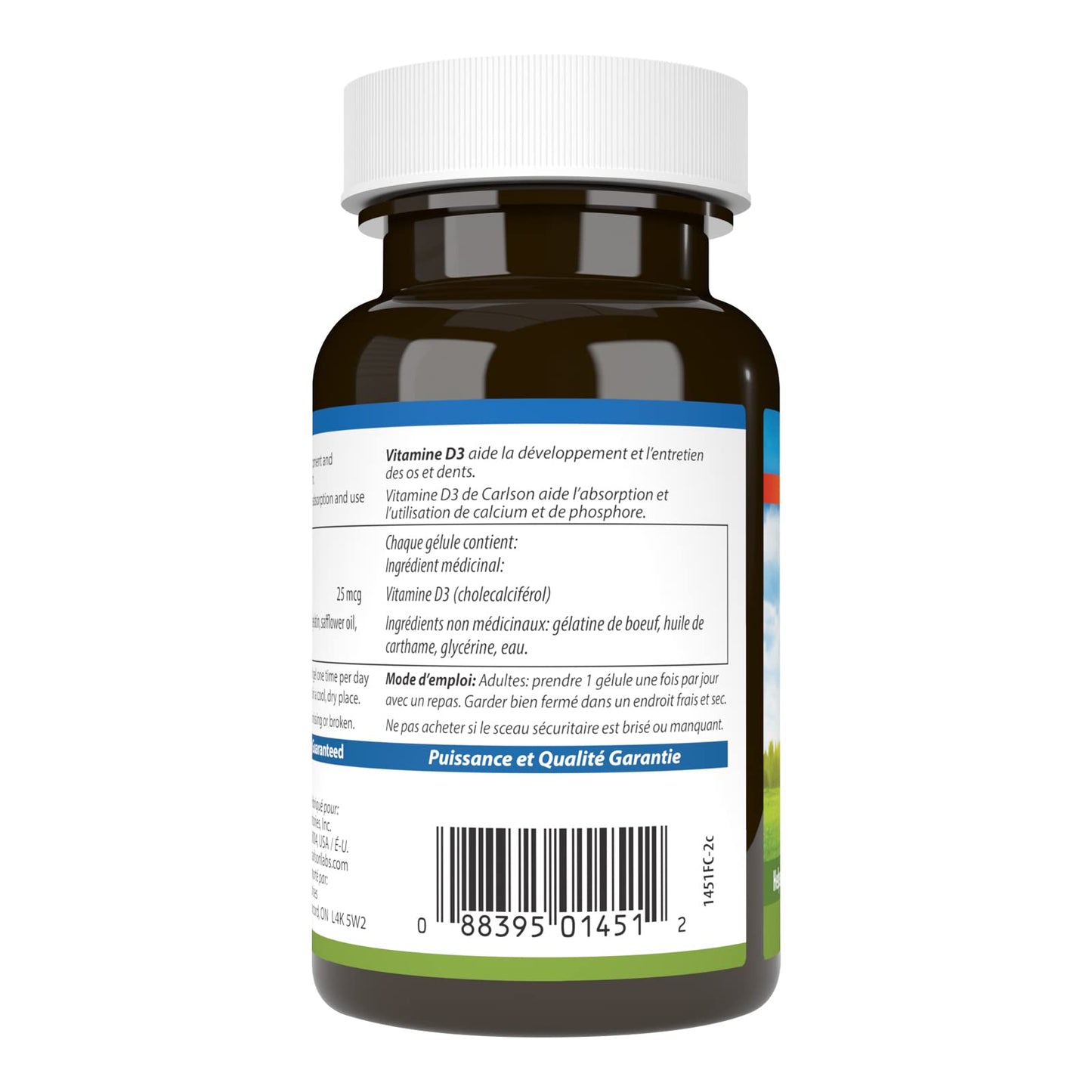 Carlson Vitamin D3 1000 IU Softgels, 100 Count