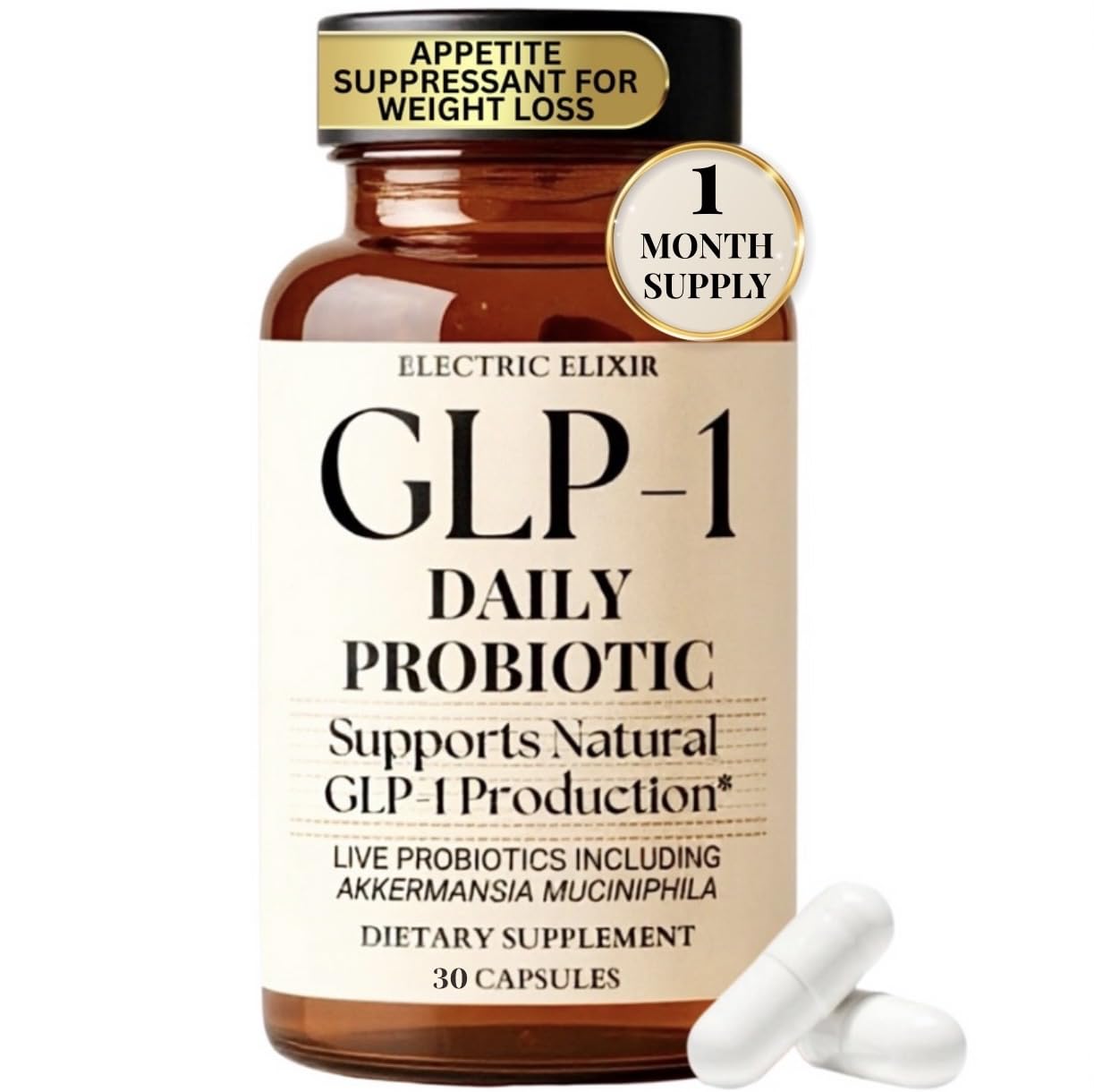 Electric Elixir GLP1 for Weight Loss For Women & Men with Akkermansia Capsule, 30 Capsules