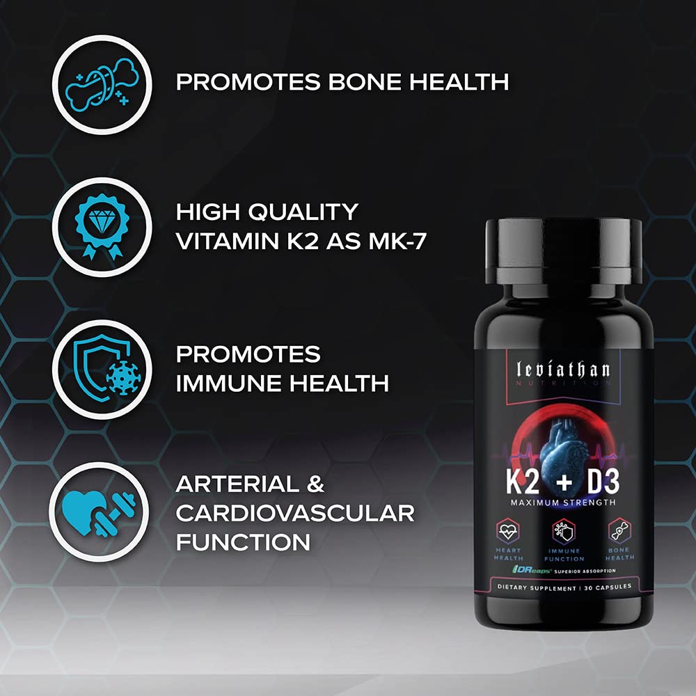 Leviathan Nutrition Vitamin D3 K2 2 in 1 Formula 30 Capsules