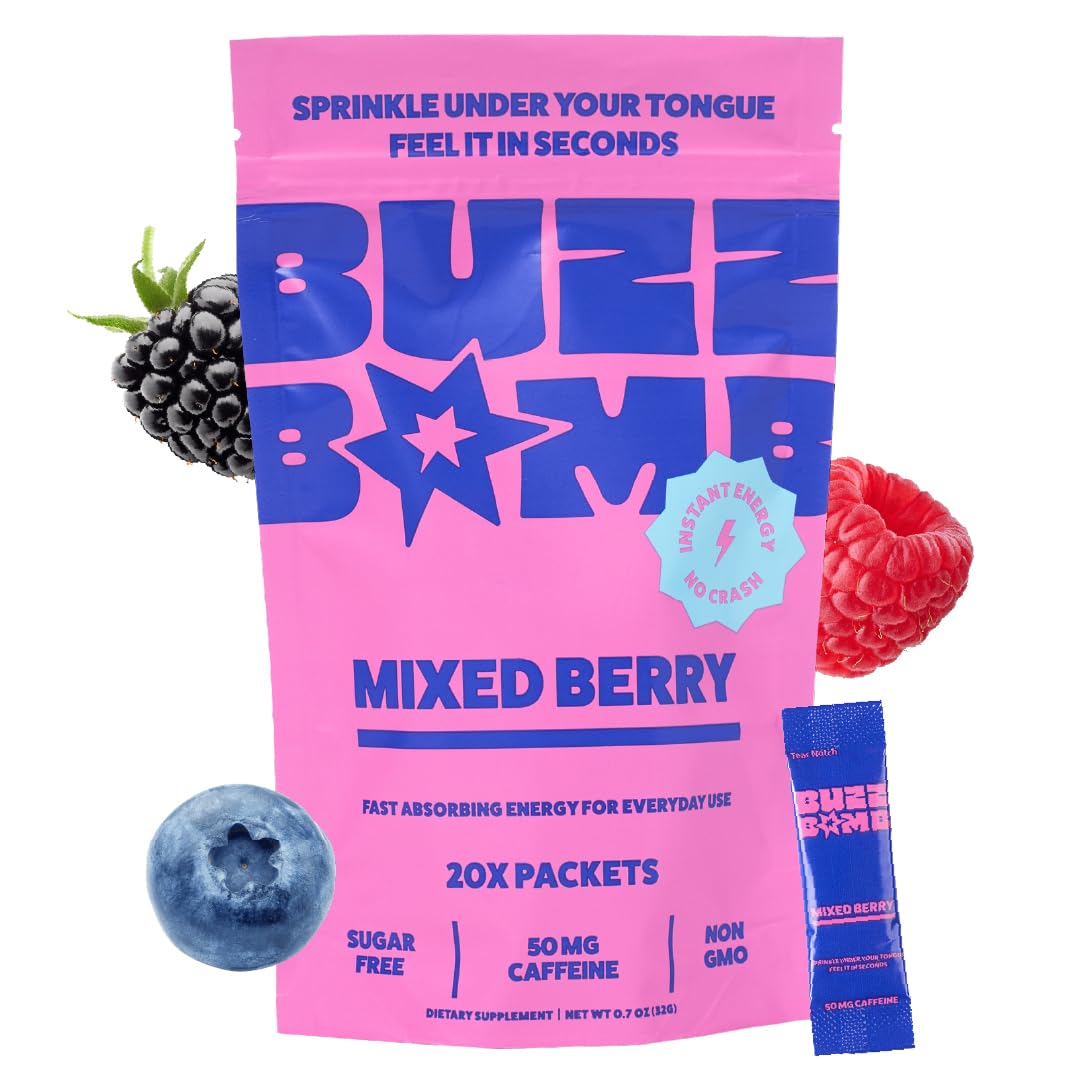 BUZZ BOMB Energy Packets Under the Tongue Caffeine Powder 0.7 Ounce