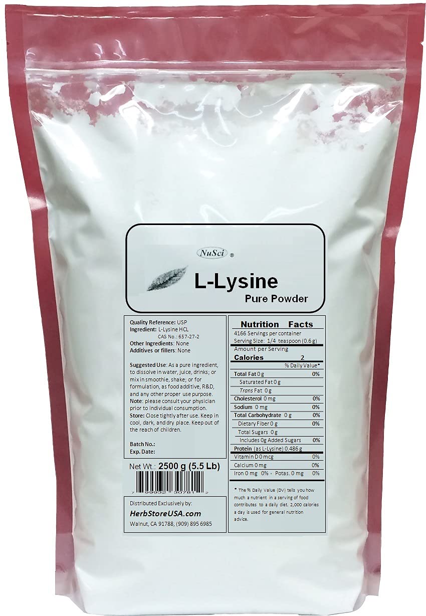 NuSci L-Lysine HCl Lysine Pure Powder, 8.82 oz