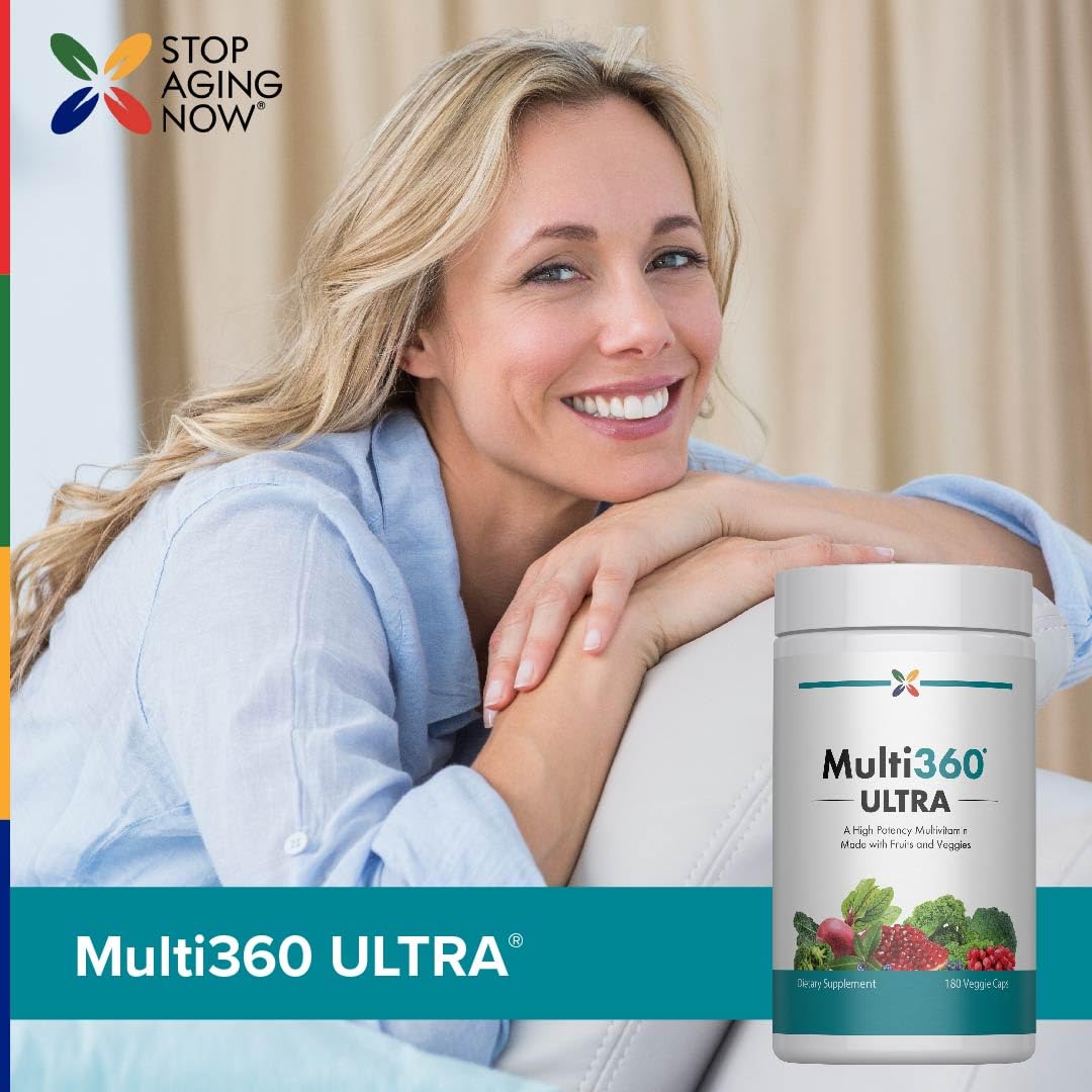 Stop Aging Now Multi360 Multivitamin Supplement with Fruits & Veggies, 180 Capsules
