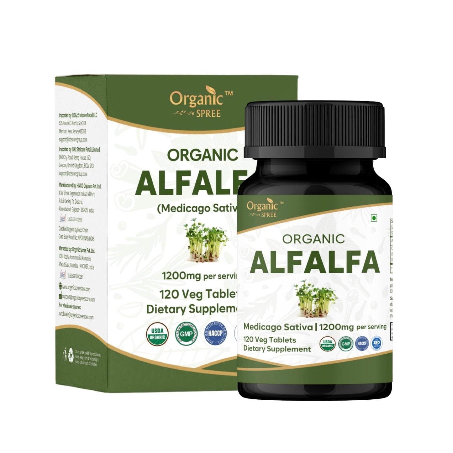 ORGANIC SPREE Alfalfa Tablets, 120 Tablets