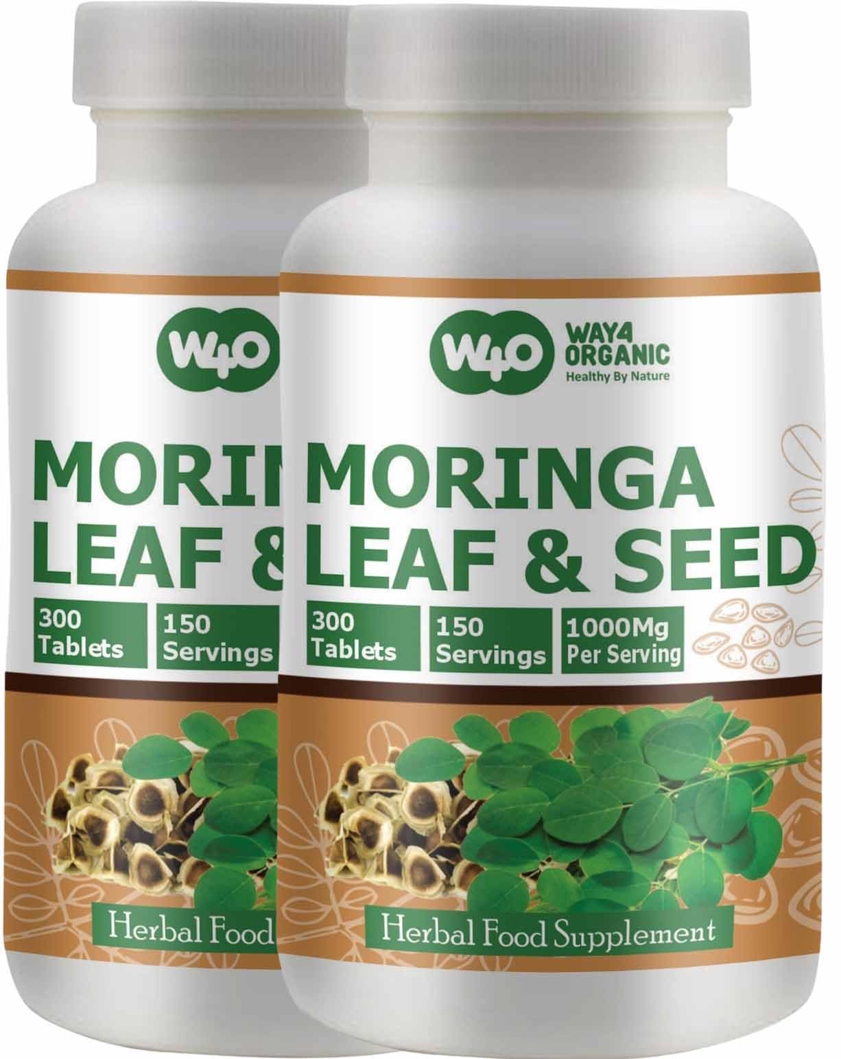 WAY 4 ORGANIC W4O Moringa Oleifera Leaf and Seed Powder Tablet, 1 Tablet
