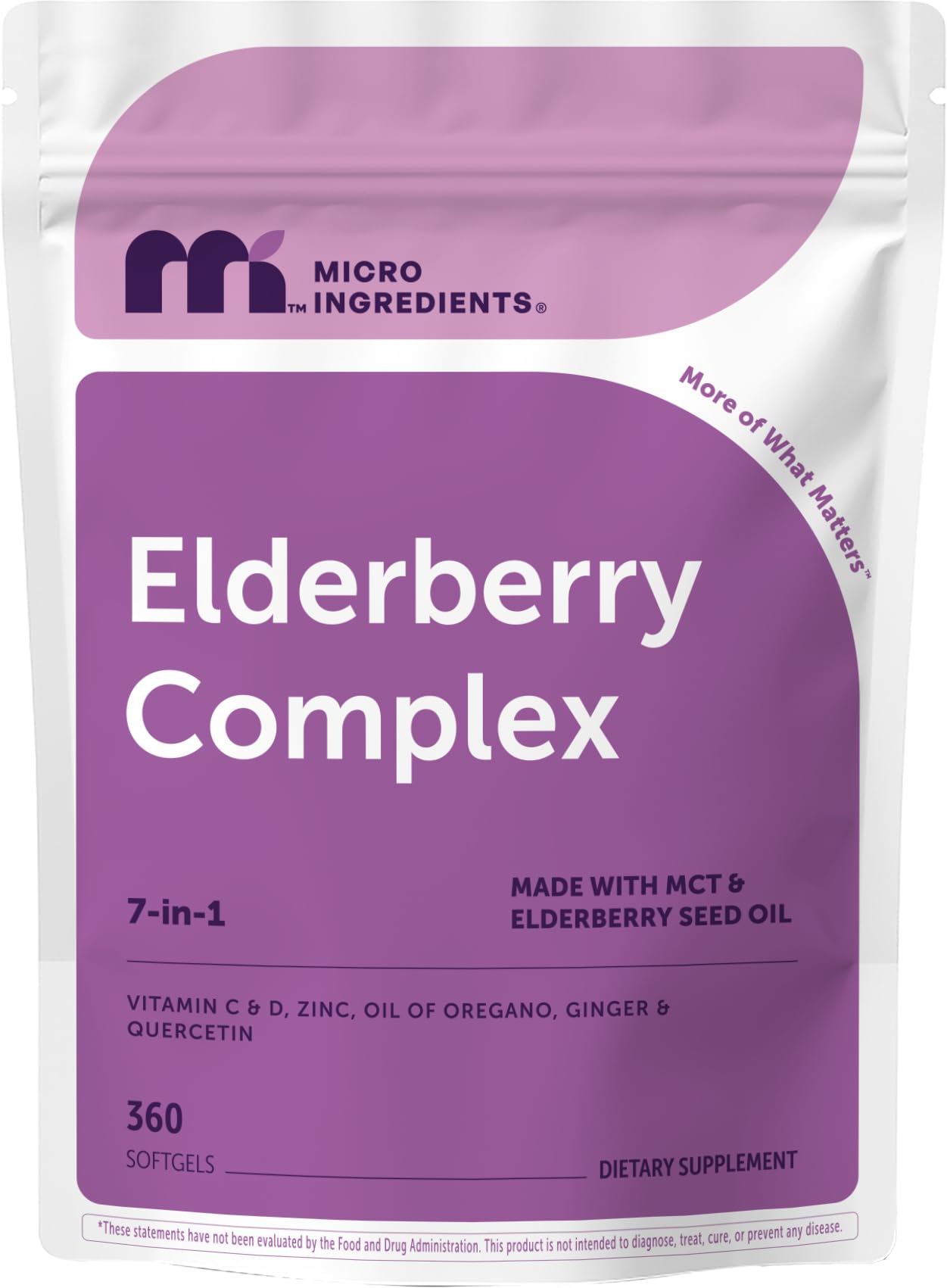 Micro Ingredients Elderberry Complex with Zinc & Vitamin C 360 Softgels