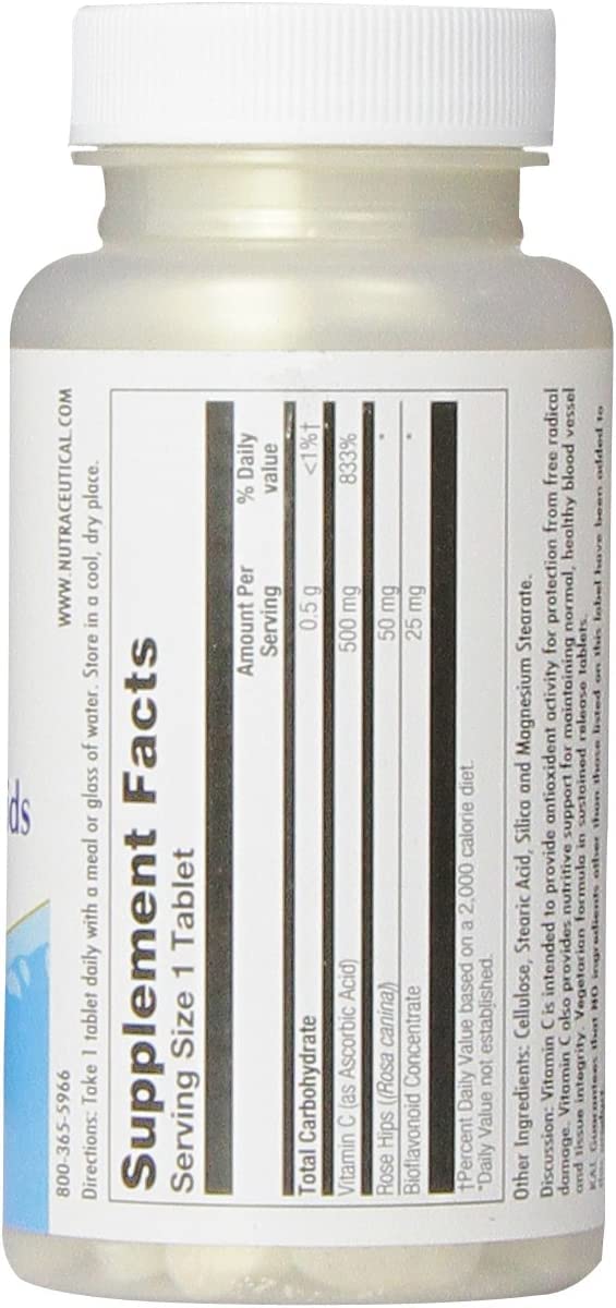 KAL C-500 with RH and Bioflavonoids Sustained Release Tablets, 500 mg, 200 Tablets