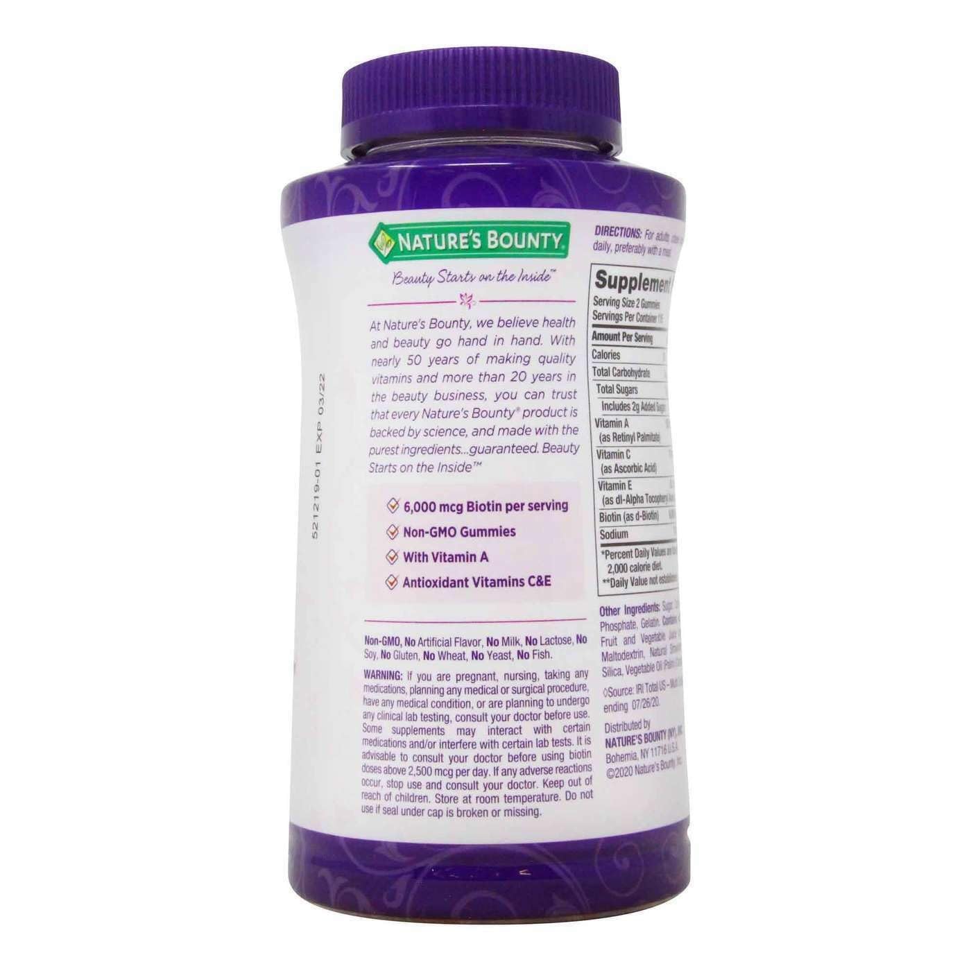 Nature's Bounty Hair, Skin & Nails Rapid Gummies, Argan-Infused Vitamin Supplement with Biotin, Gummy, 230 Count
