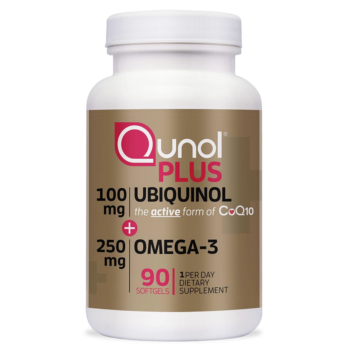Qunol Plus Ubiquinol CoQ10 100mg with Omega 3 Fish Oil 250mg Extra Strength Antioxidant Supplement, Softgels, 90 Count