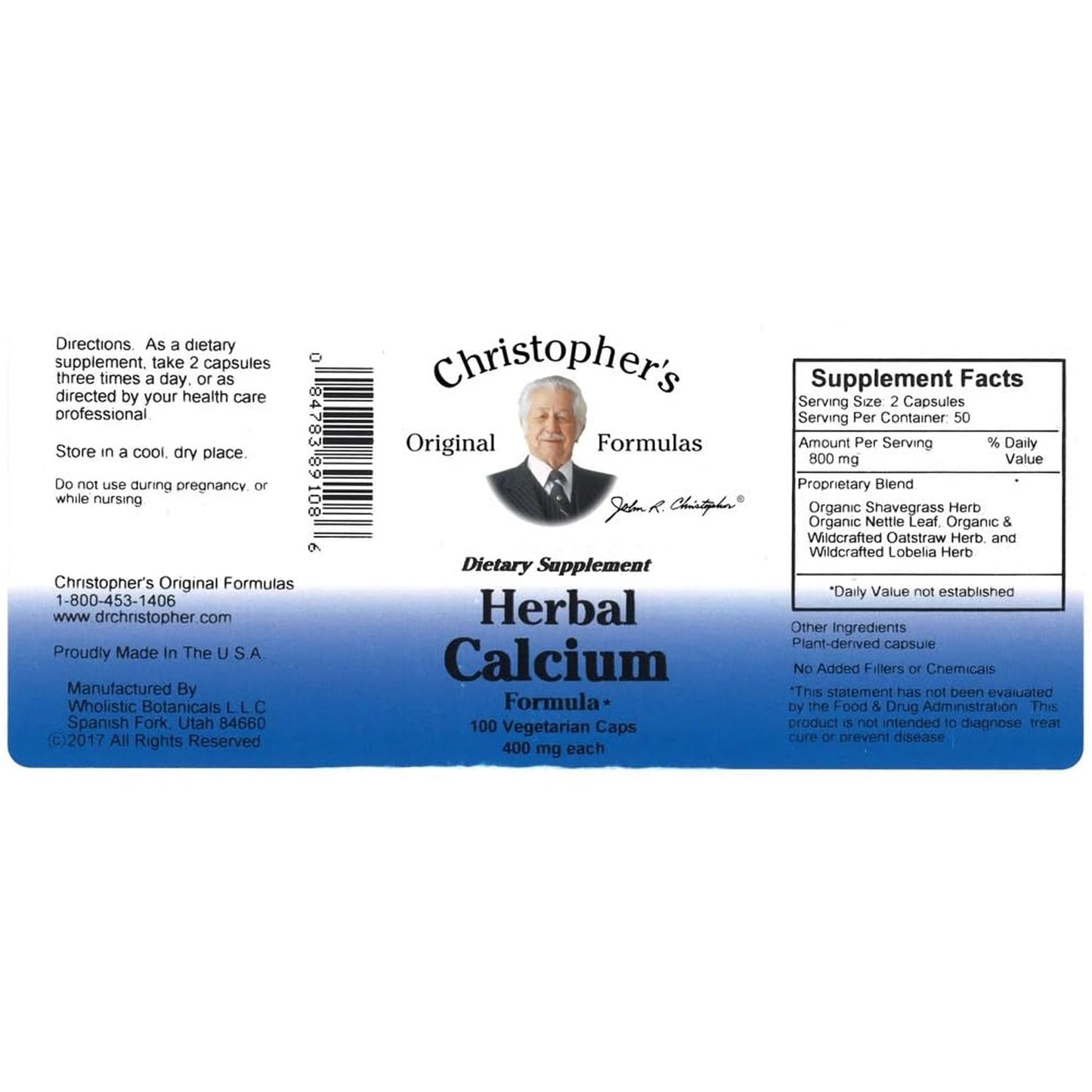 Christopher's Original Formulas Herbal Calcium, Natural Bone Support Capsule 1 Count