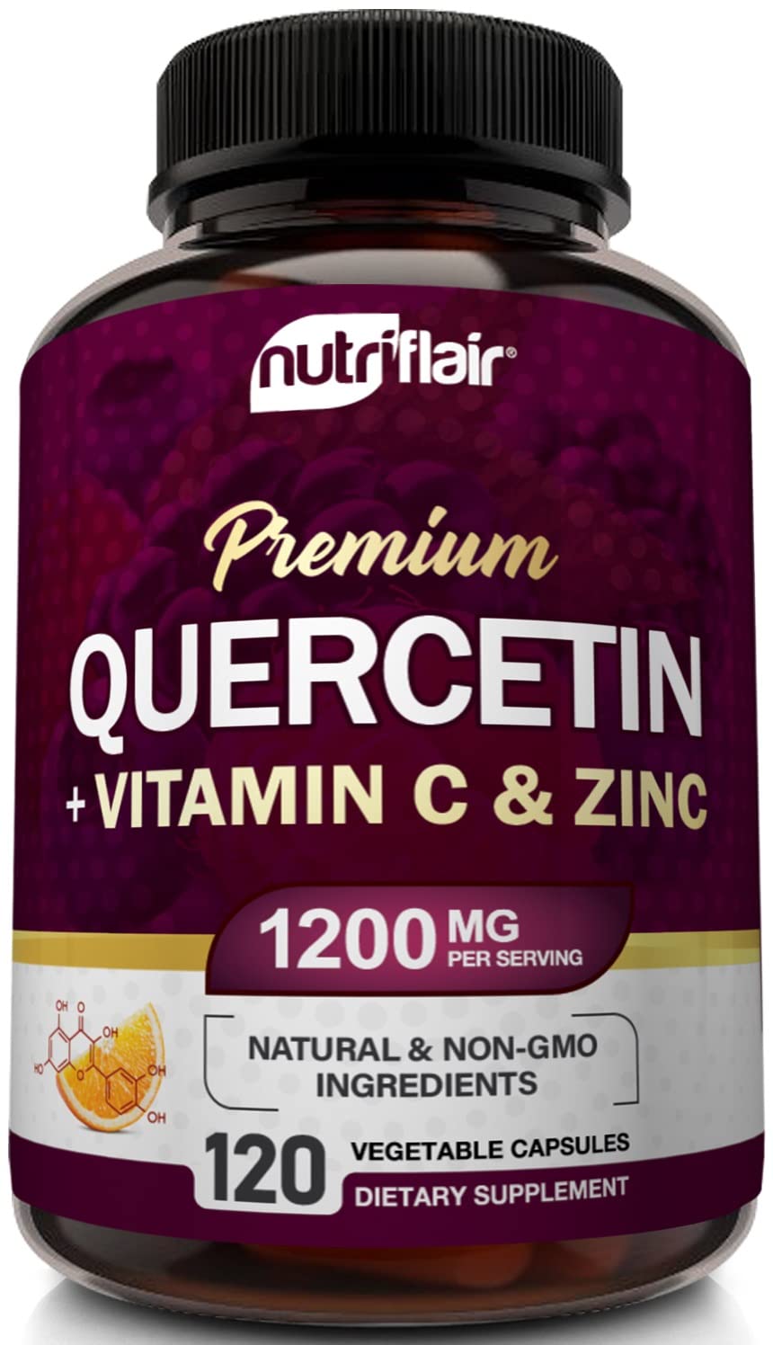 NutriFlair Quercetin 1200mg with Vitamin C and Zinc Capsule, 120 Count