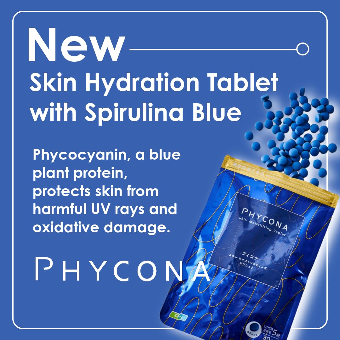 Earthrise PHYCONA Skin Hydration Tablets with Spirulina Blue, 330mg, 150 Tablets