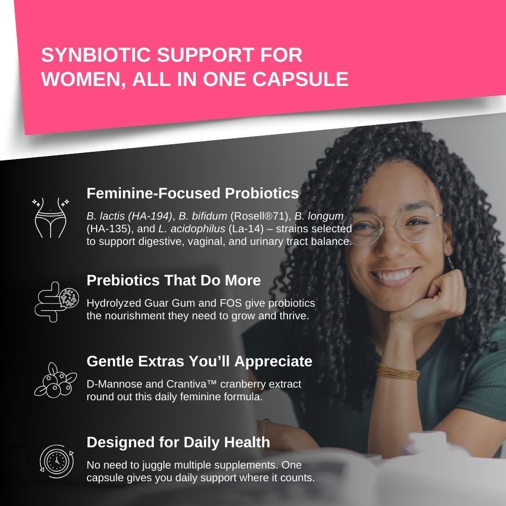Intelligent Labs Women's Probiotics & Prebiotics Vaginal & Urinary Support Capsule, 60 Count