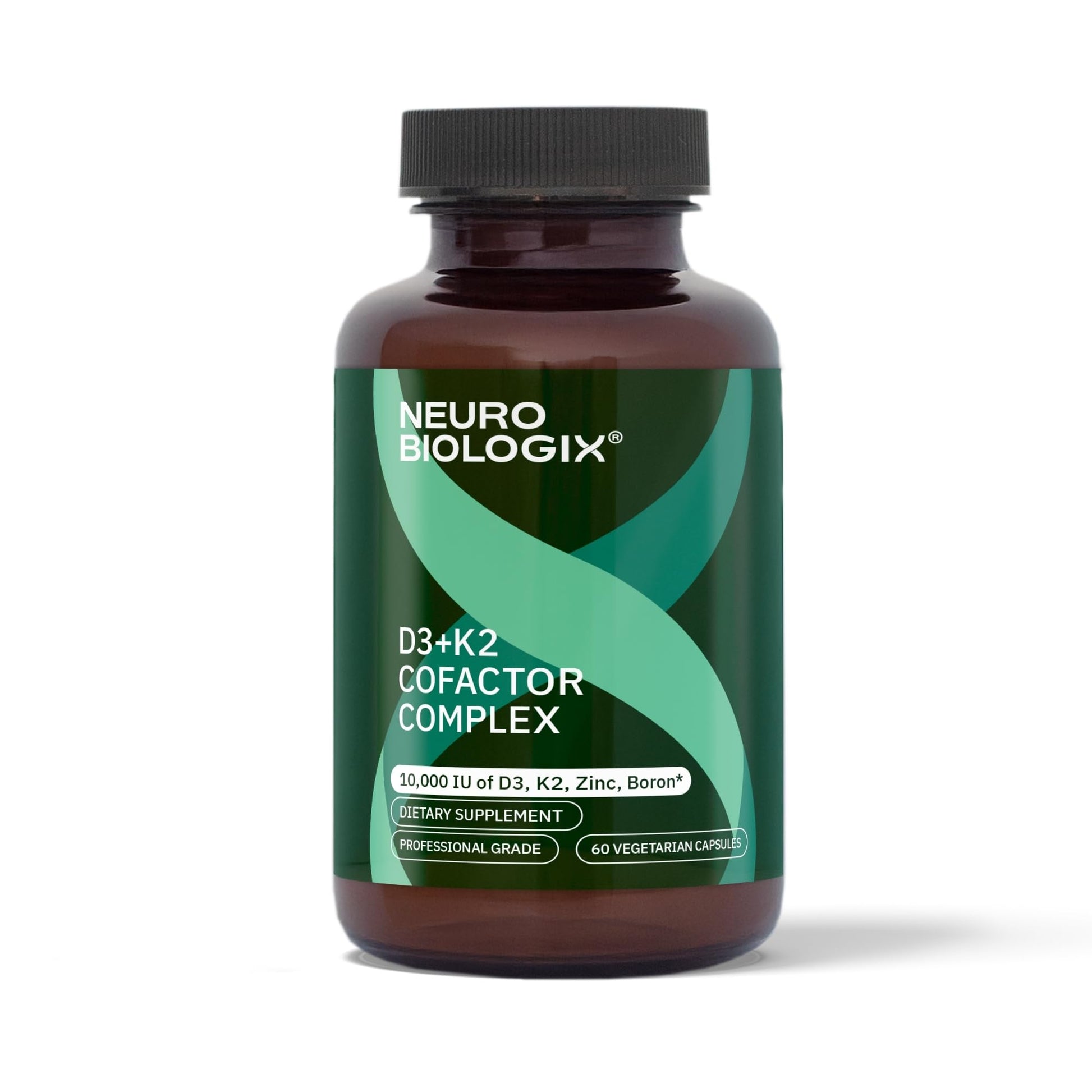 Neurobiologix Vitamin D3 + K2 Cofactor Complex, High Potency 10,000 IU, MK-7, Zinc & Boron, 60 Capsules
