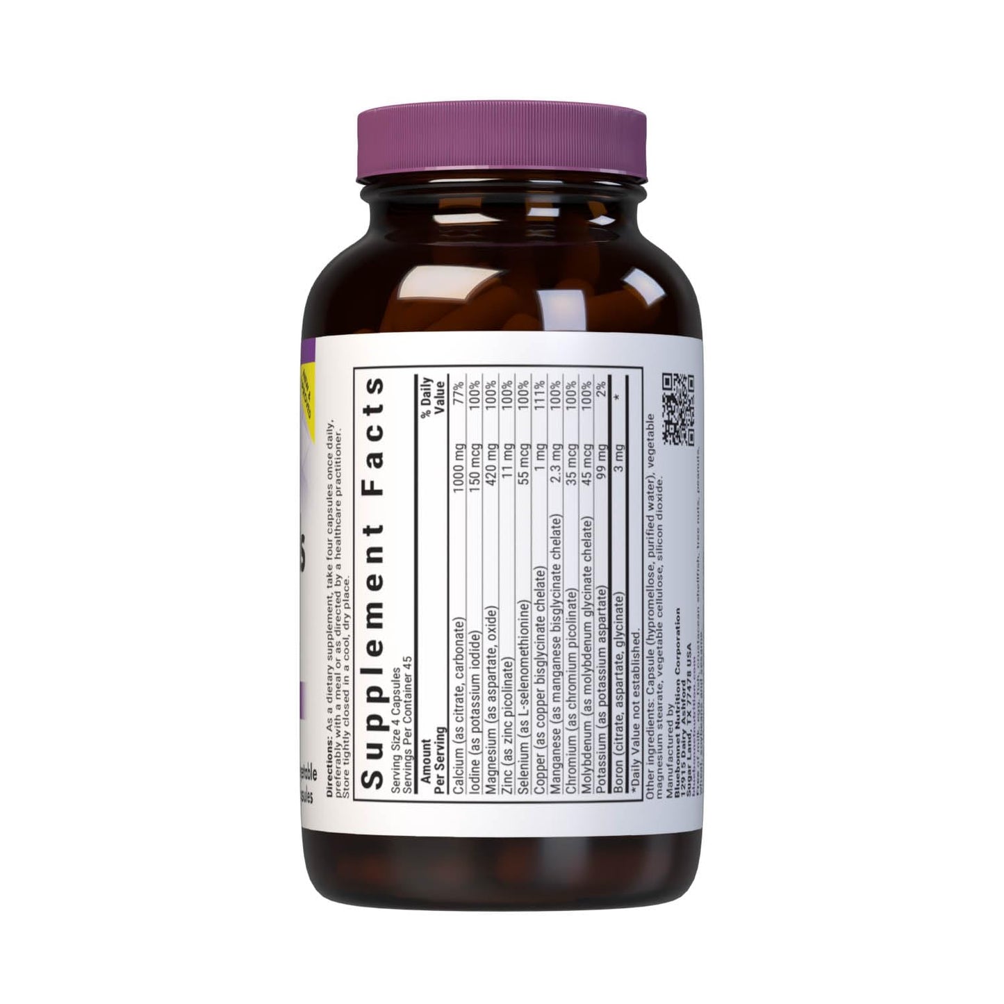 BlueBonnet Multi Minerals Supplement Plus Boron Chelated Magnesium Potassium Copper Selenium Manganese Chromium & Zinc Complex for Women & Men - No Iron, Non-GMO, Gluten-Free, 180 Capsules