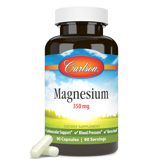 Carlson Magnesium 350 mg Muscle Function & Nerve Health Capsules, 90 Count