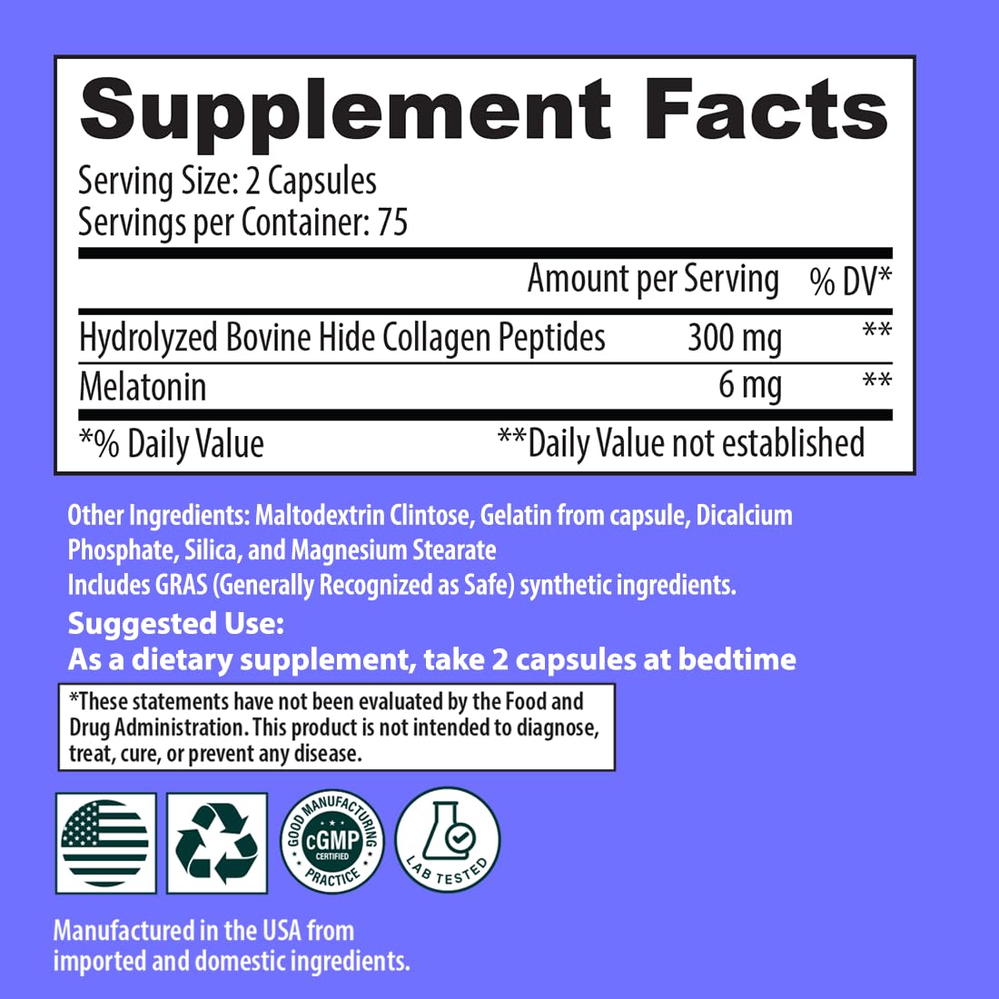 Sanar Naturals Collagen with Melatonin 6mg Capsules 150